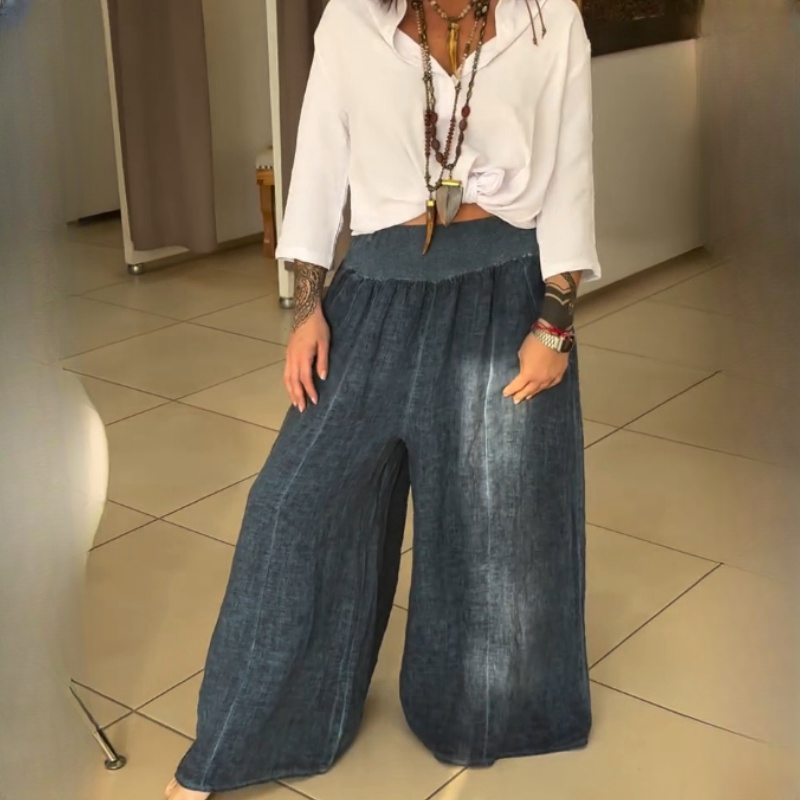 ✨Pantalón ancho elástico para mujer con bolsillos-ES