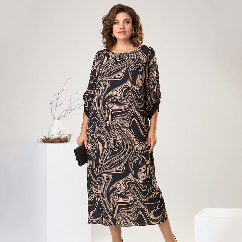 🌸Vestido muy largo con estampados de mármol-ES