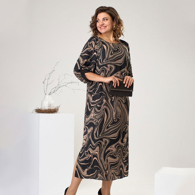🌸Vestido muy largo con estampados de mármol-ES