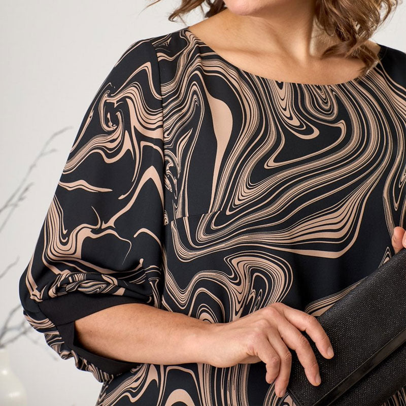 🌸Vestido muy largo con estampados de mármol-ES