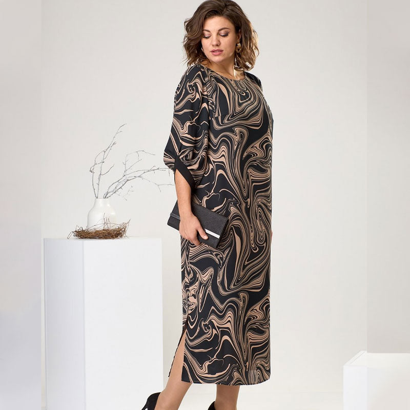 🌸Vestido muy largo con estampados de mármol-ES