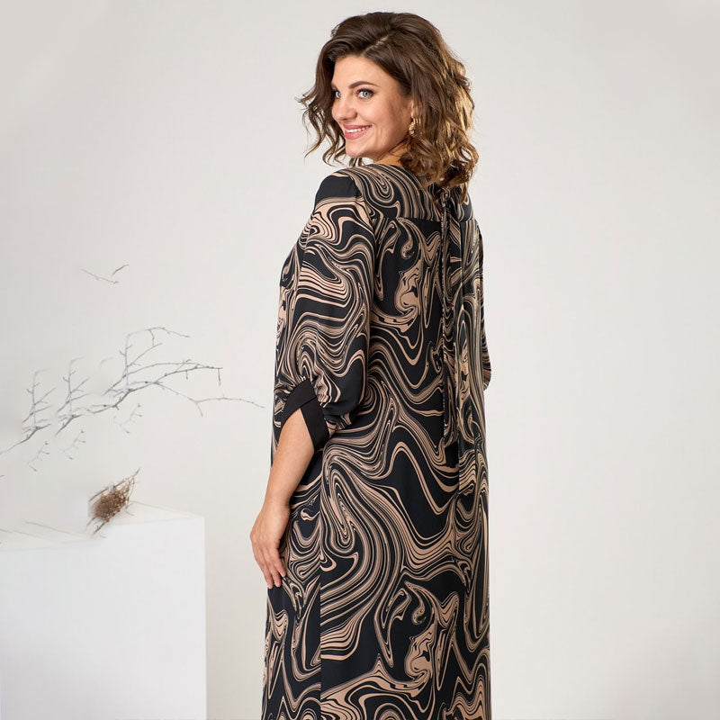 🌸Vestido muy largo con estampados de mármol-ES
