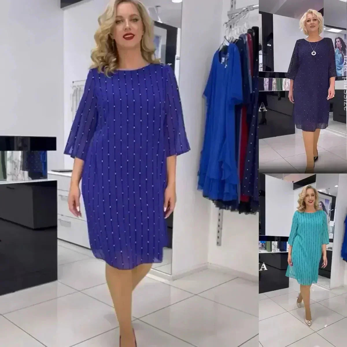 💝Vestido de mujer de moda con escote redondo.-ES
