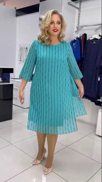 💝Vestido de mujer de moda con escote redondo.-ES