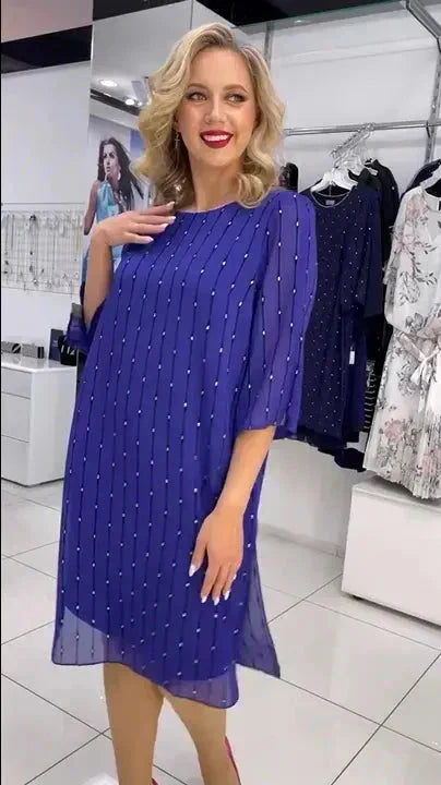 💝Vestido de mujer de moda con escote redondo.-ES