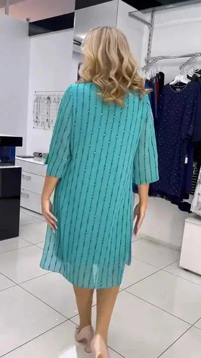 💝Vestido de mujer de moda con escote redondo.-ES