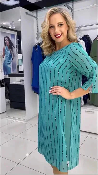 💝Vestido de mujer de moda con escote redondo.-ES