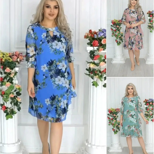 💝Ženska haljina do koljena s cvjetnim printom-HR