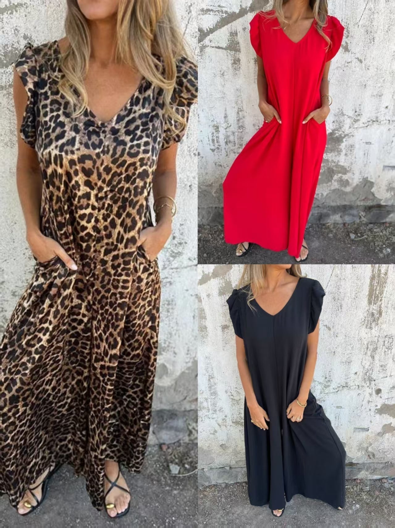 ✨ Novedad 2025 Vestido de mujer con escote en V y estampado de leopardo-ES