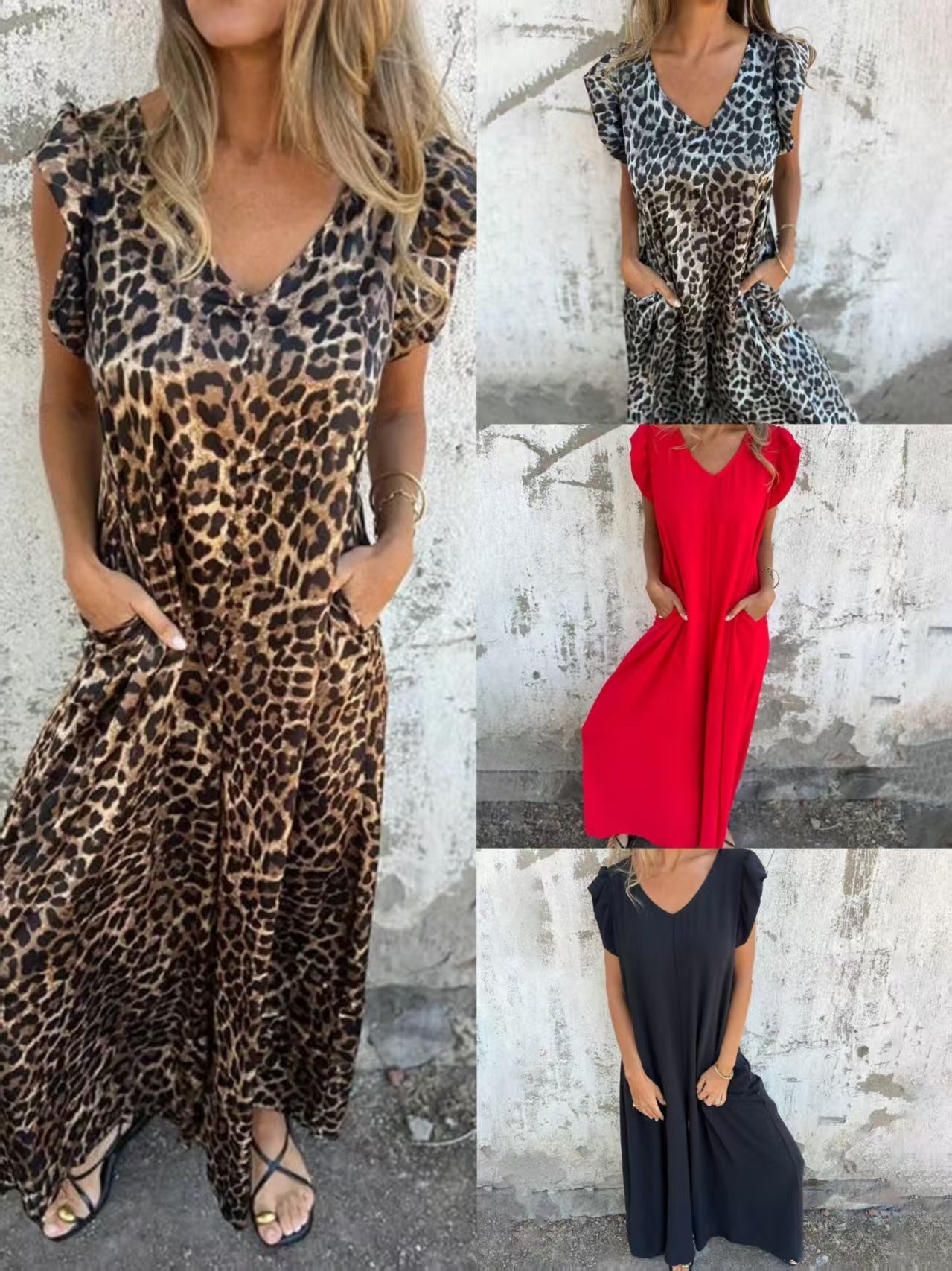 ✨ Novedad 2025 Vestido de mujer con escote en V y estampado de leopardo-ES