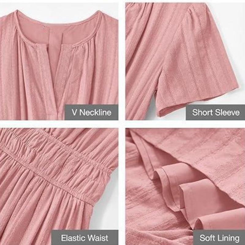 🔥👗Vestido de algodón con volantes en color liso-ES