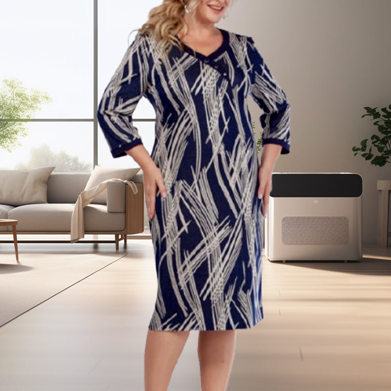 🌸Elegantes vestidos de mujer con estampados abstractos y siete mangas.-ES