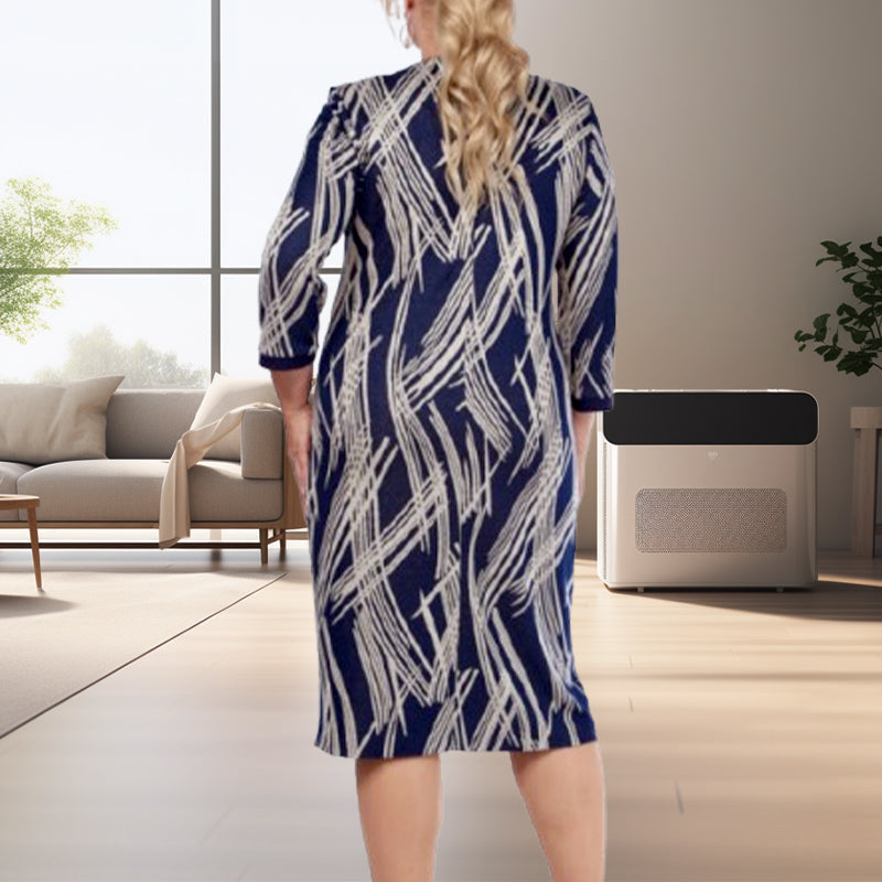 🌸Elegantes vestidos de mujer con estampados abstractos y siete mangas.-ES