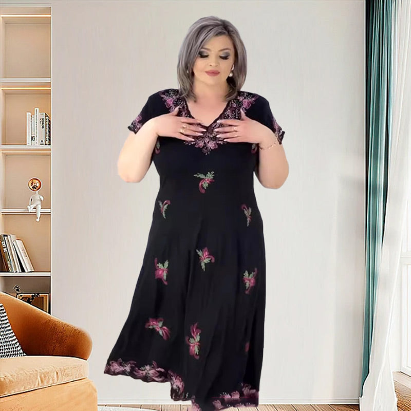 🌺 Γυναικείο φόρεμα με λαιμόκοψη V-GR