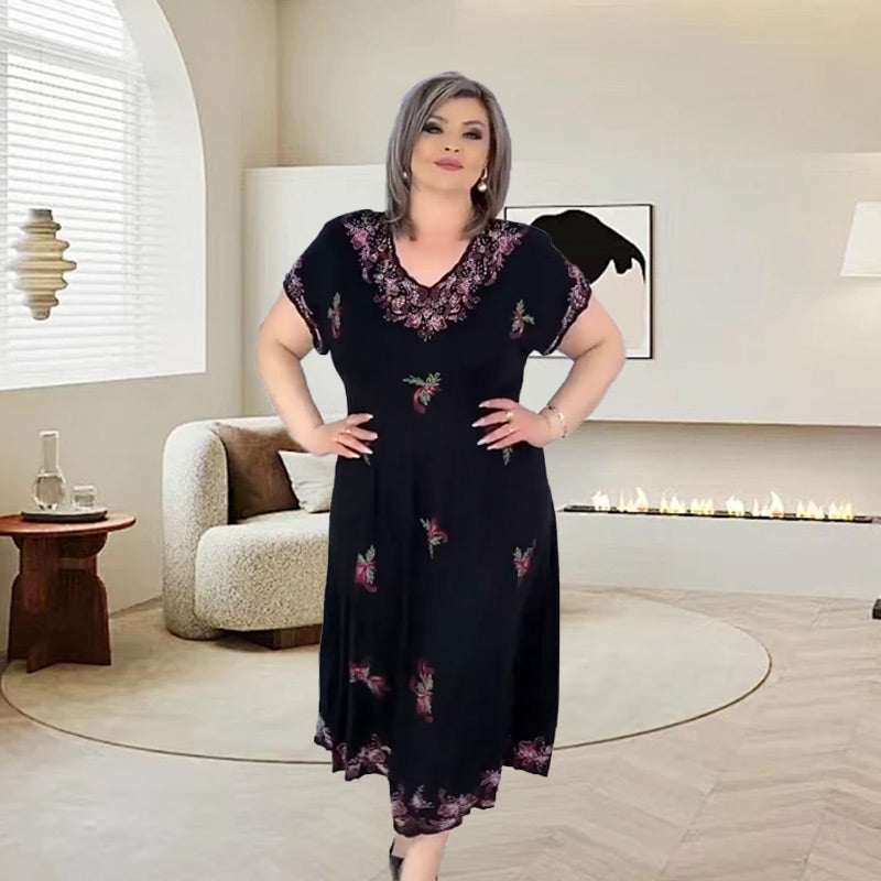 🌺 Γυναικείο φόρεμα με λαιμόκοψη V-GR