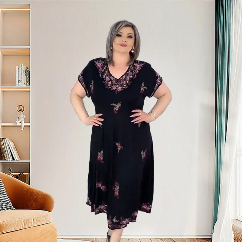 🌺 Γυναικείο φόρεμα με λαιμόκοψη V-GR