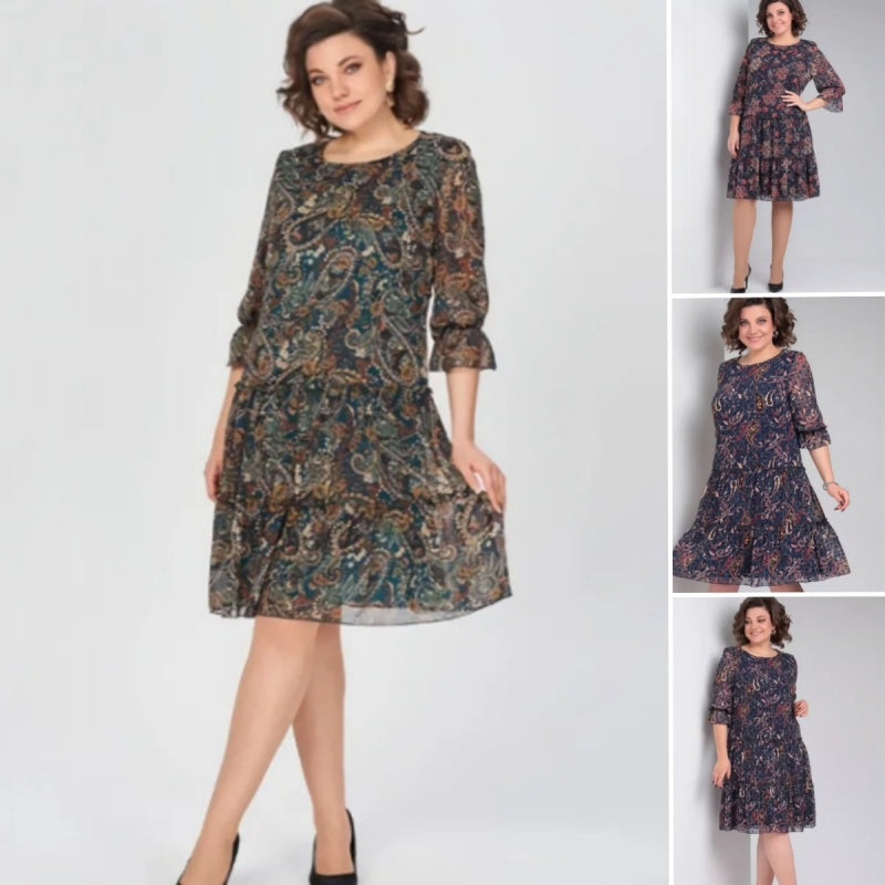 💐Vestido casual estampado de cuello redondo para mujer-ES