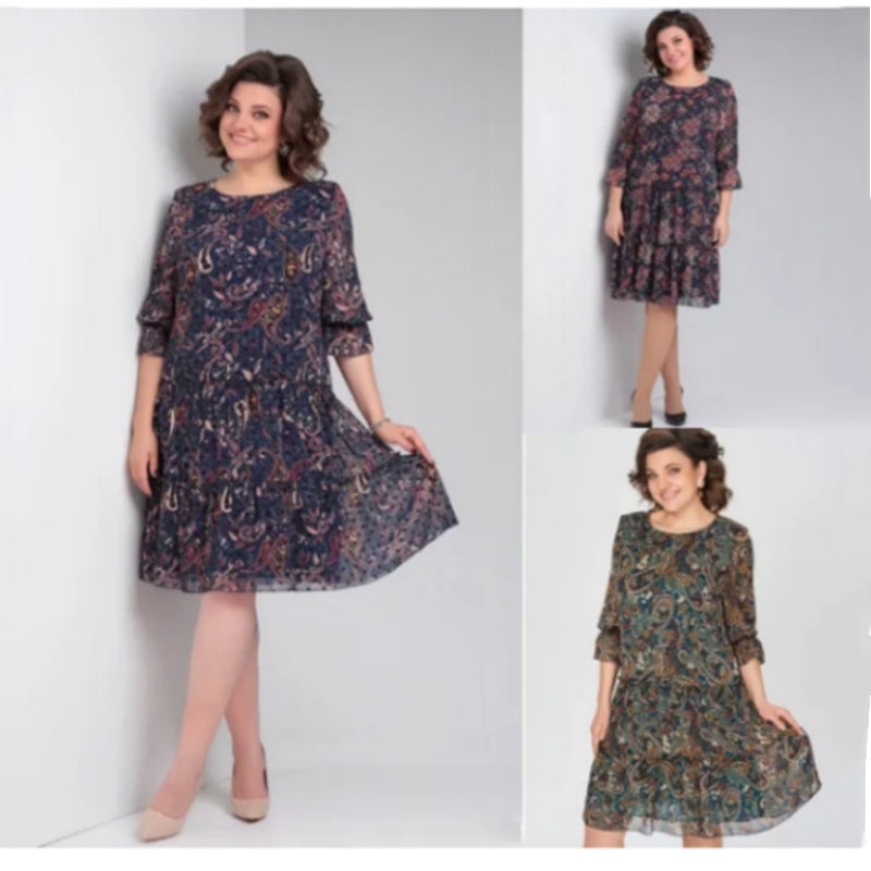 💐Vestido casual estampado de cuello redondo para mujer-ES