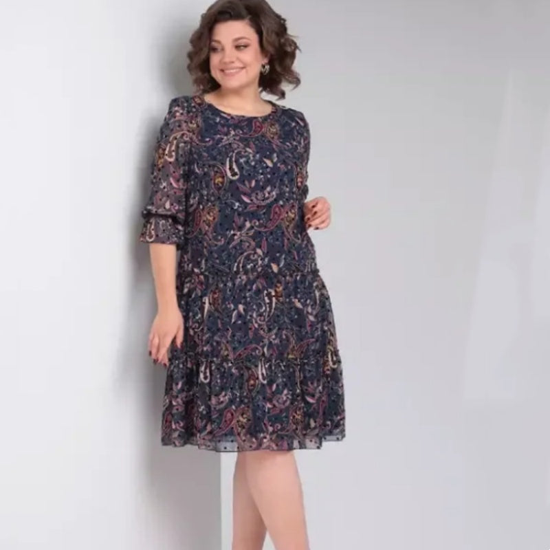 💐Vestido casual estampado de cuello redondo para mujer-ES