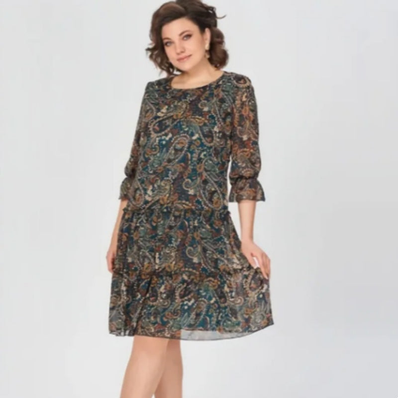 💐Vestido casual estampado de cuello redondo para mujer-ES
