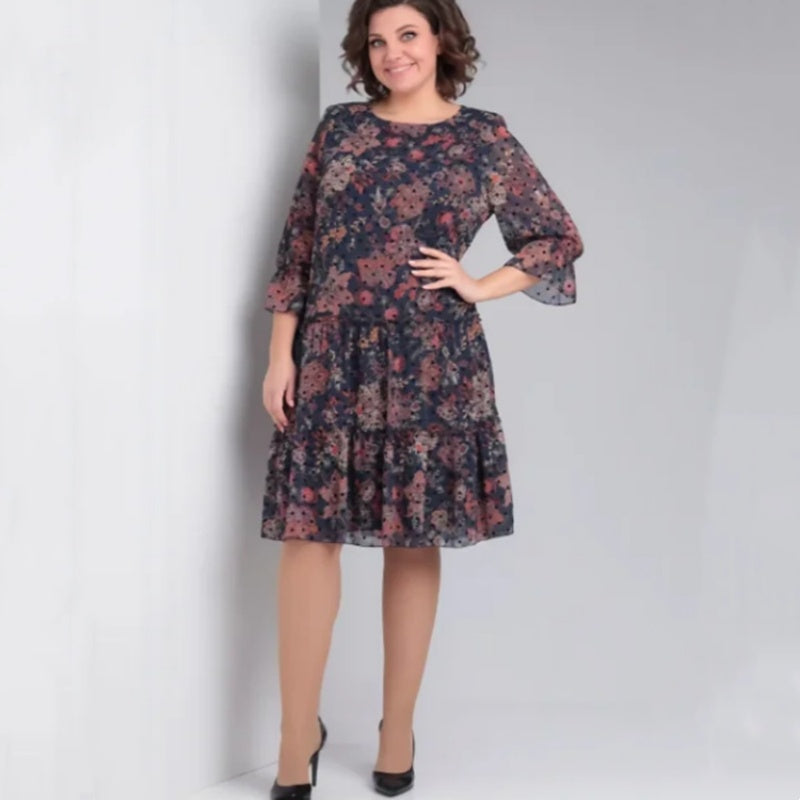 💐Vestido casual estampado de cuello redondo para mujer-ES