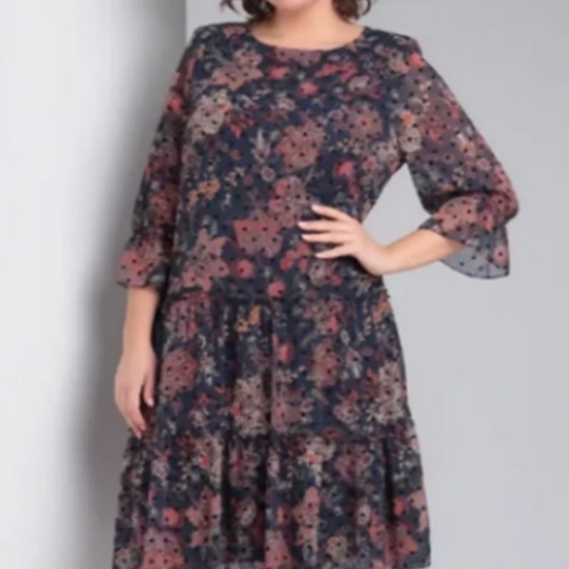 💐Vestido casual estampado de cuello redondo para mujer-ES