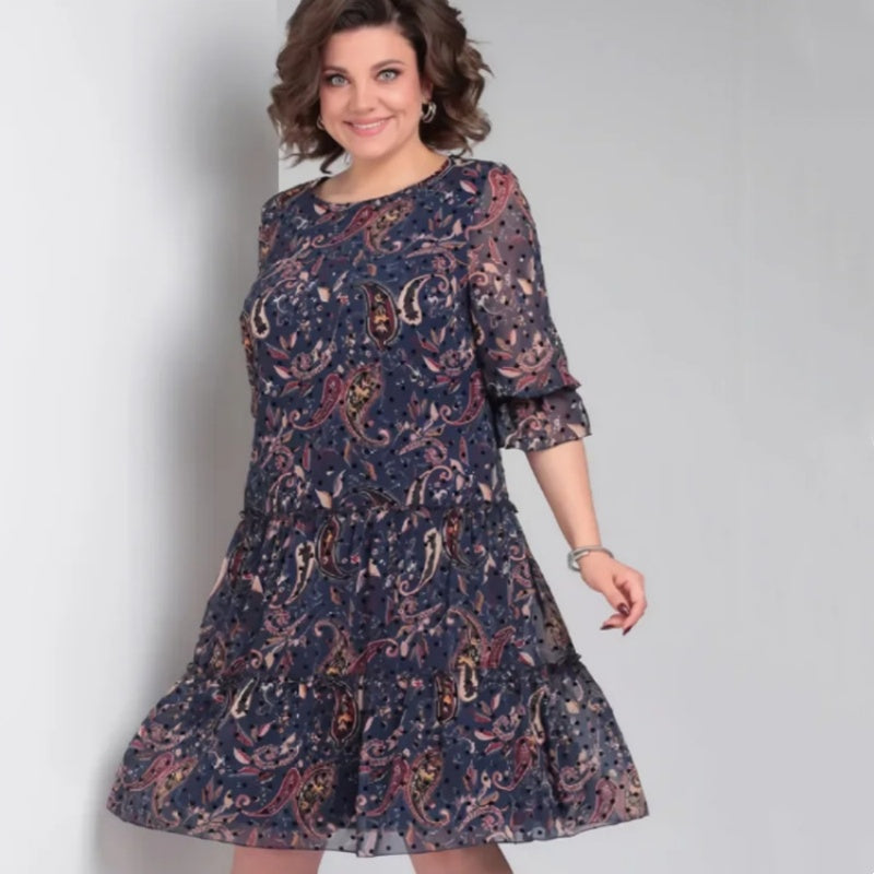 💐Vestido casual estampado de cuello redondo para mujer-ES