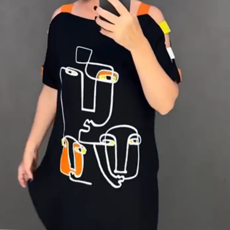 🍂Vestido de manga corta de mujer de moda con estampado-ES