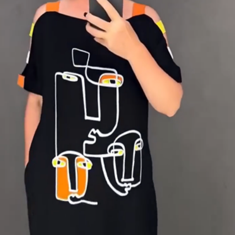 🍂Vestido de manga corta de mujer de moda con estampado-ES