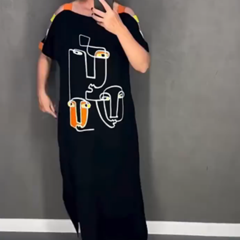 🍂Vestido de manga corta de mujer de moda con estampado-ES