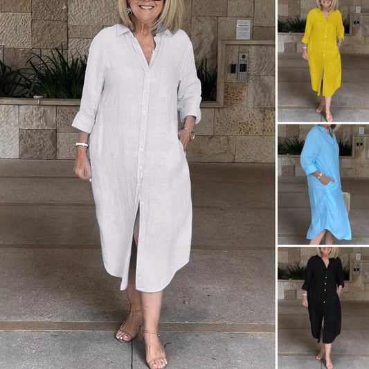 🔥Vestido holgado de lino y algodón para mujer-ES