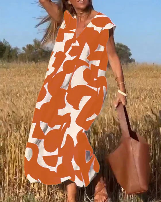 💕Vestido estampado con cuello en V sin mangas-ES