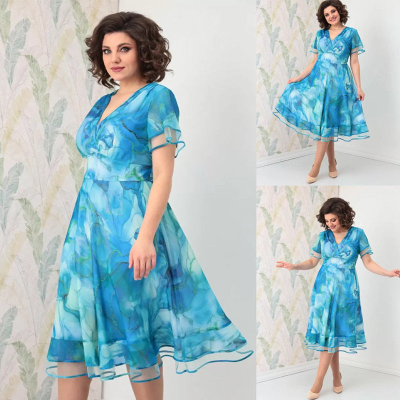 🌸Vestido midi cruzado y aireado para mujer-ES