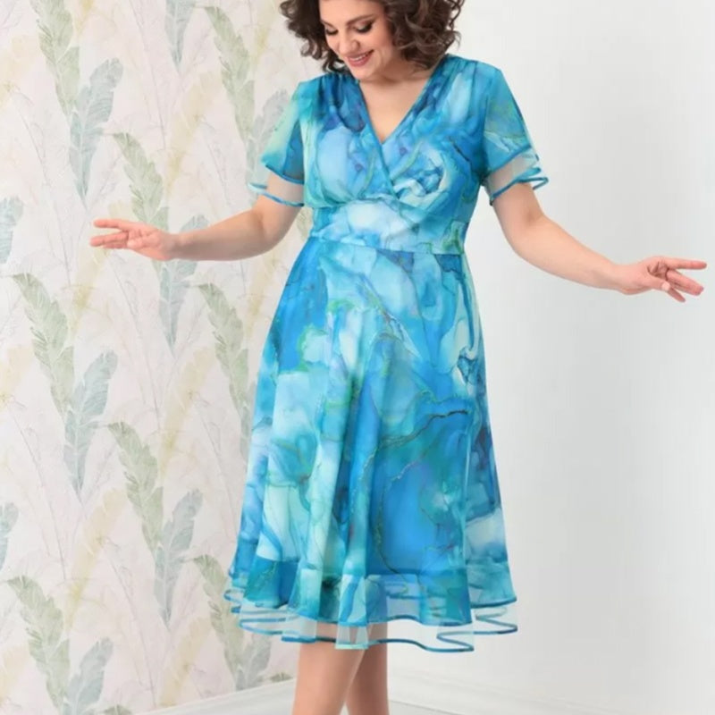 🌸Vestido midi cruzado y aireado para mujer-ES