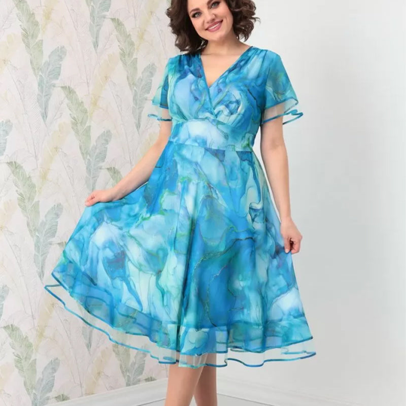🌸Vestido midi cruzado y aireado para mujer-ES