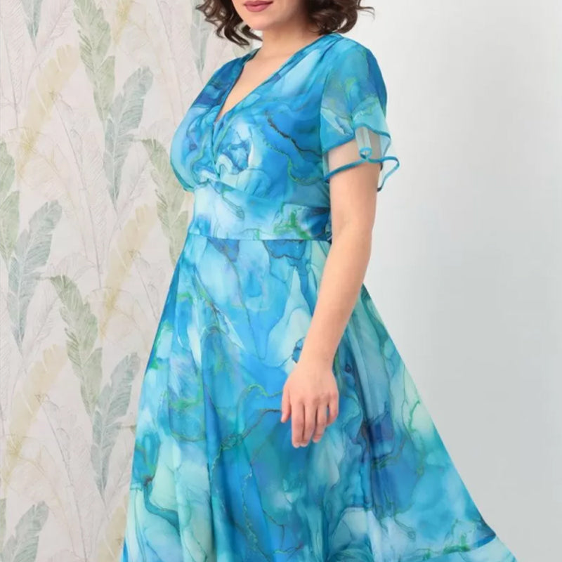 🌸Vestido midi cruzado y aireado para mujer-ES