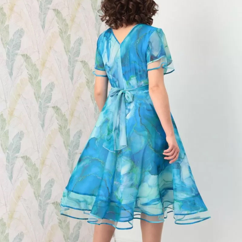 🌸Vestido midi cruzado y aireado para mujer-ES