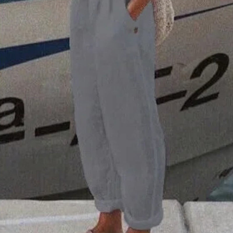 Pantalones casuales de lino transpirables-ES