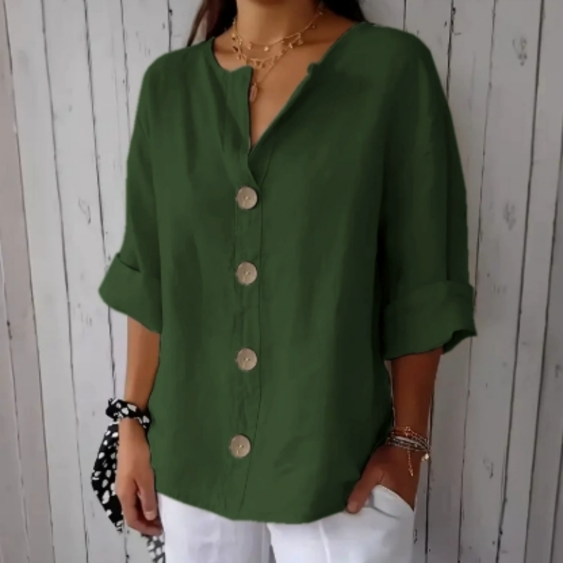 🔥Blusa holgada con botones para mujer-ES
