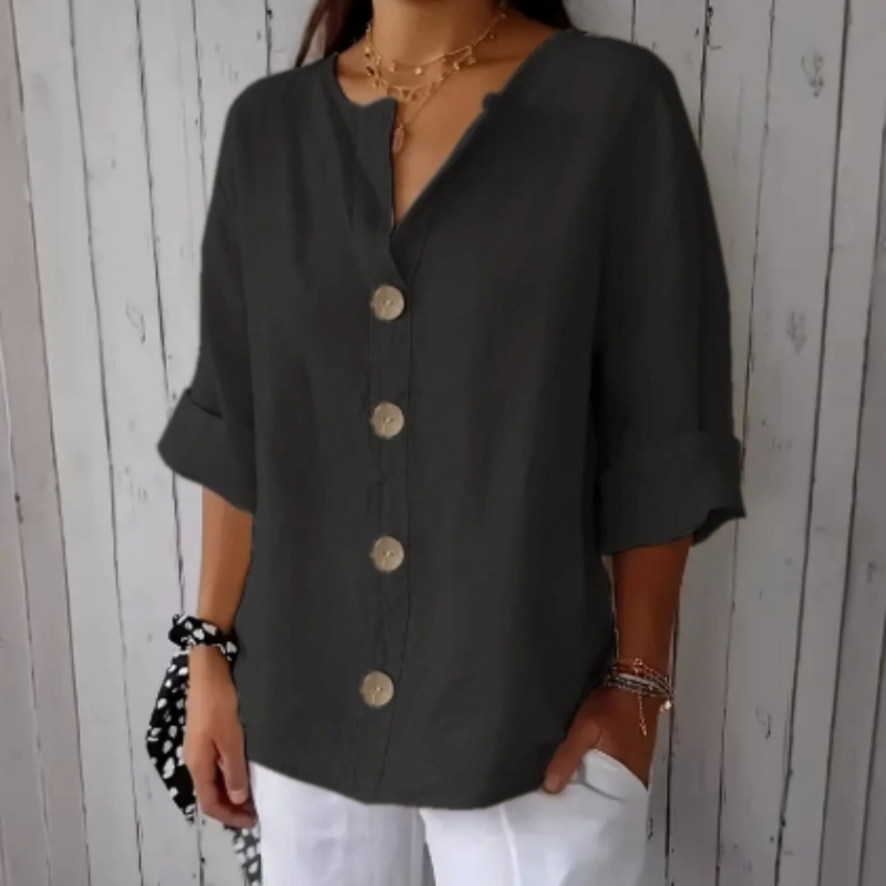 🔥Blusa holgada con botones para mujer-ES
