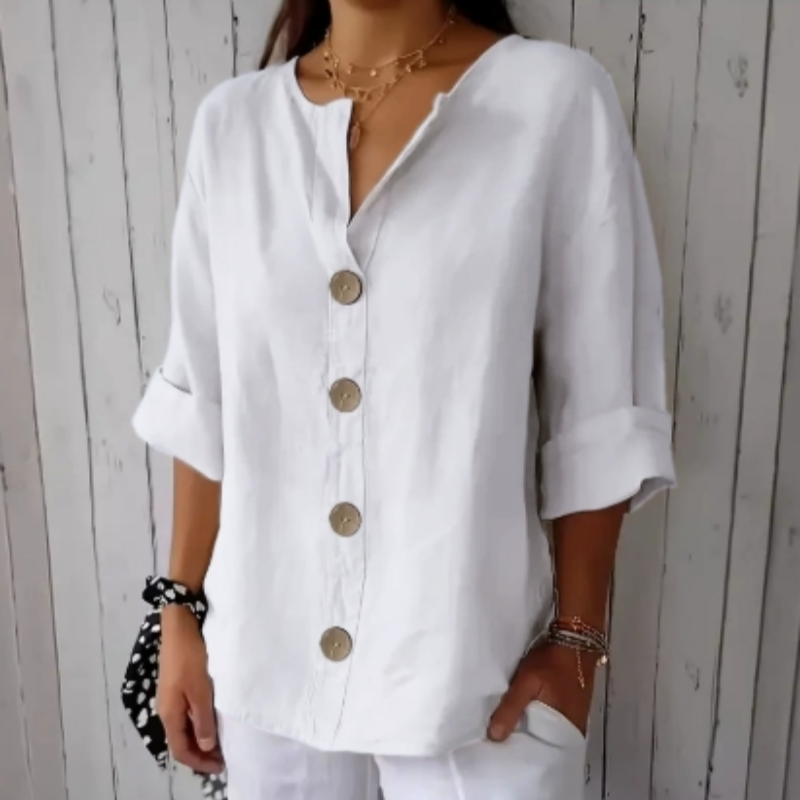 🔥Blusa holgada con botones para mujer-ES