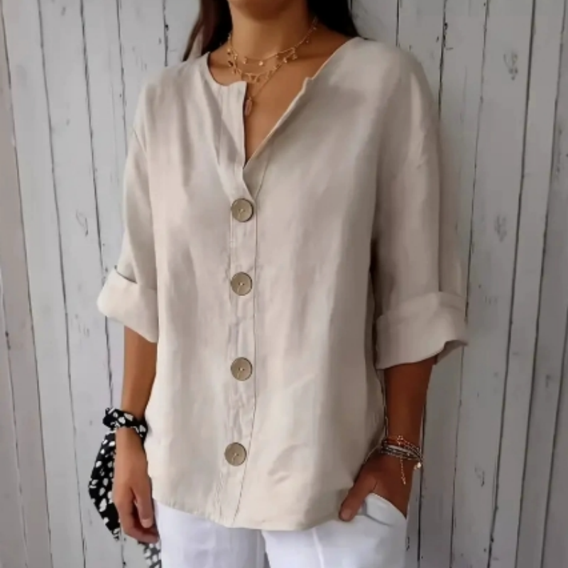 🔥Blusa holgada con botones para mujer-ES