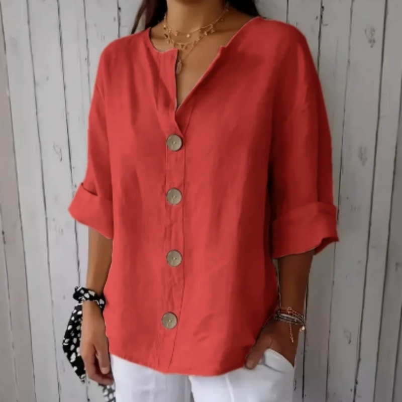 🔥Blusa holgada con botones para mujer-ES