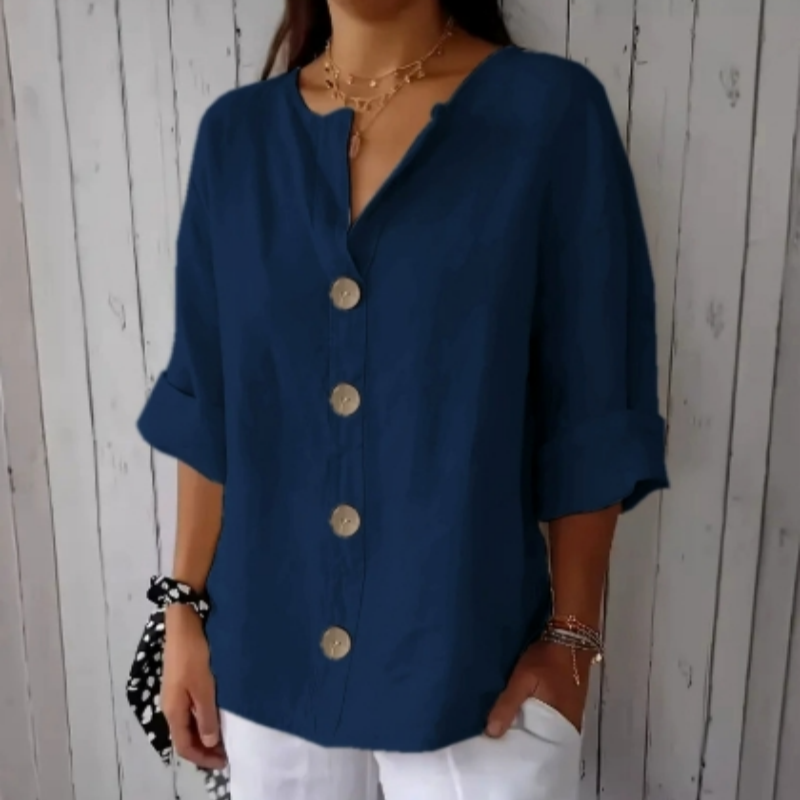 🔥Blusa holgada con botones para mujer-ES
