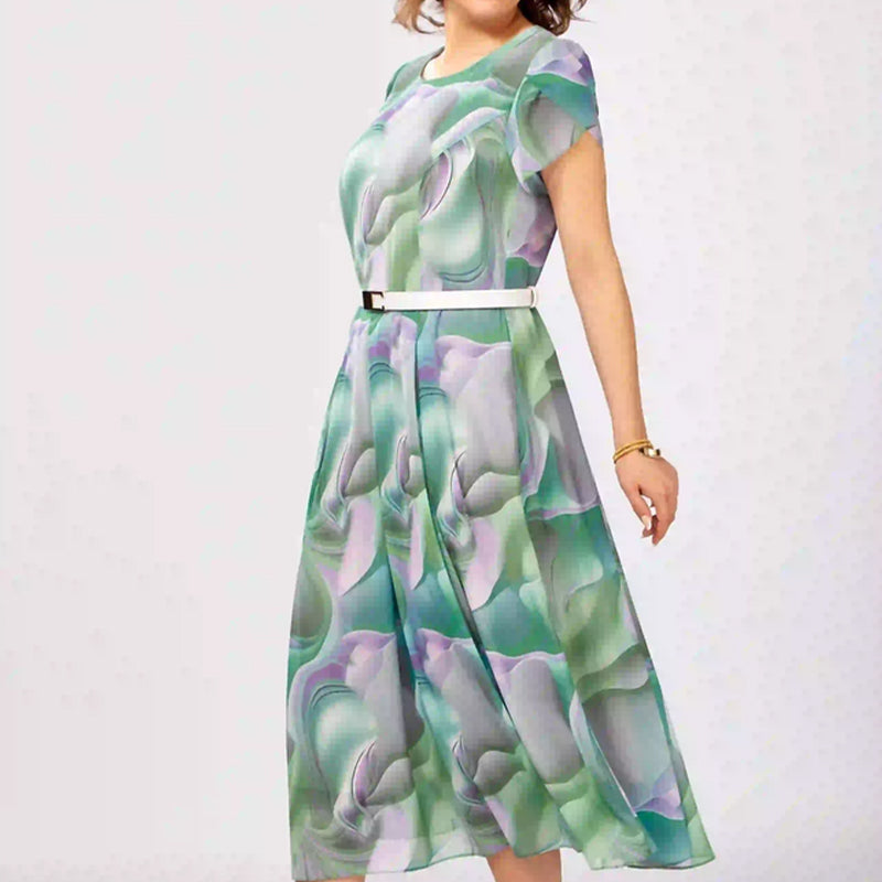 Vestido de fantasía floral abstracta (con cinturón)-ES