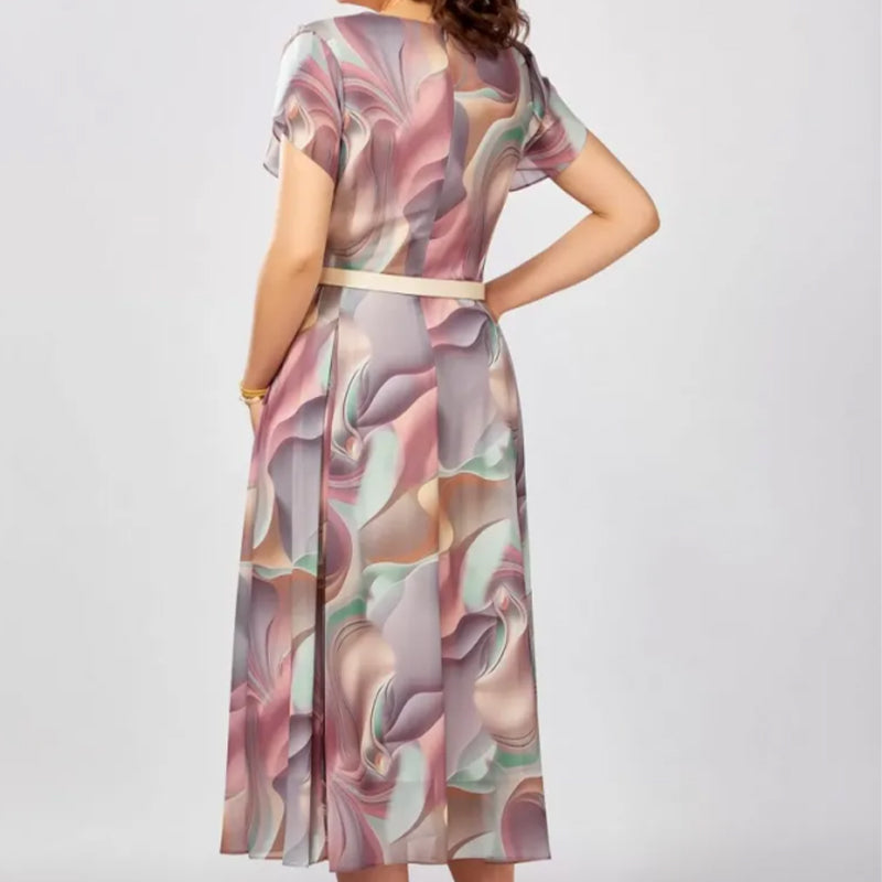 Vestido de fantasía floral abstracta (con cinturón)-ES