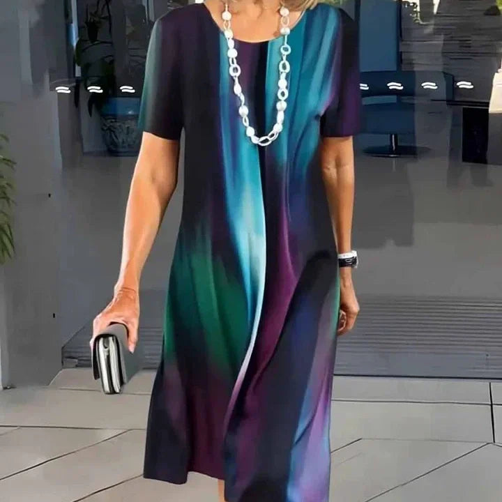 Vestido plisado con bloques de color para mujer-ES