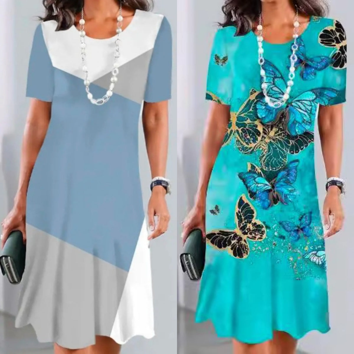 Vestido plisado con bloques de color para mujer-ES