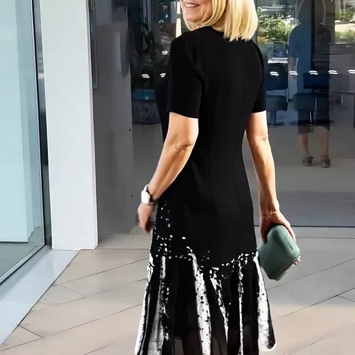 Vestido plisado con bloques de color para mujer-ES