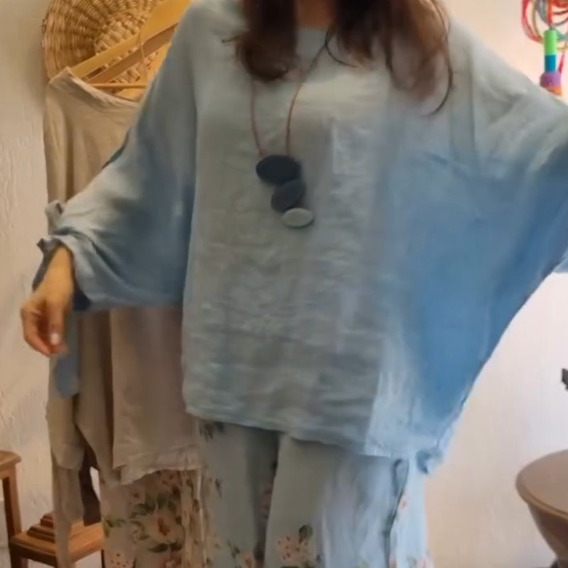 ⏳ 45% de descuento por tiempo limitado! Blusa holgada y pantalón ancho de mujer con estampado floral-ES
